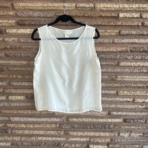 Doncaster Ivory 100% Silk Round Neck Tank Top Blouse Size 8